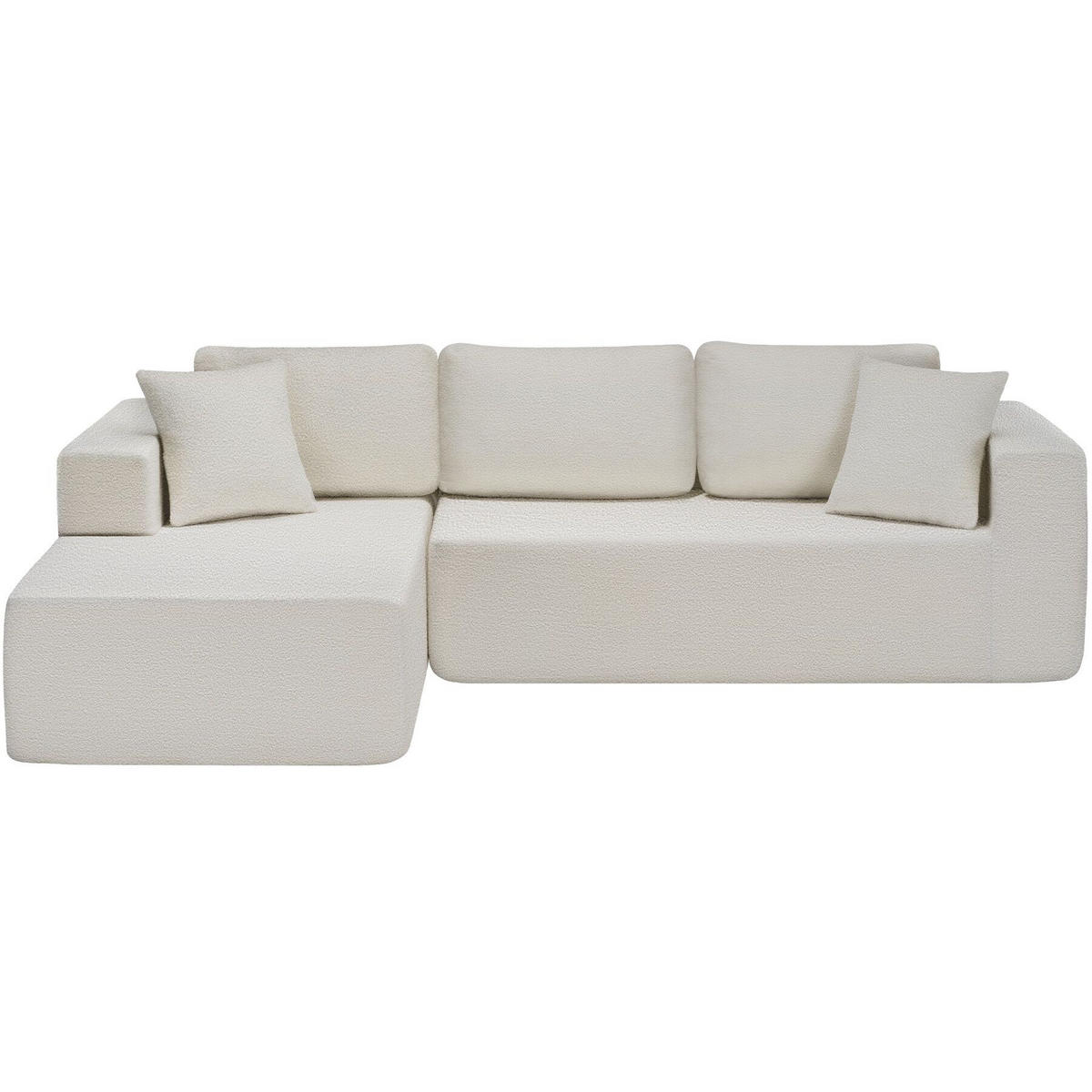 SOFA Relax, keine Montage, 250 cm Breite, Bouclé creme - Creme, Kunststoff/Textil (250/162cm) - tectake