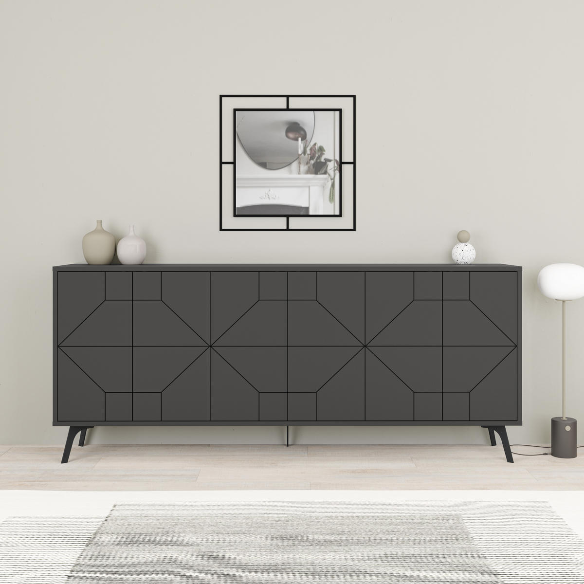 SIDEBOARD Dune Anthrazit 181/35/77,4 cm - Anthrazit/Schwarz, Holzwerkstoff/Metall (181/77.4/35cm) - Decortie