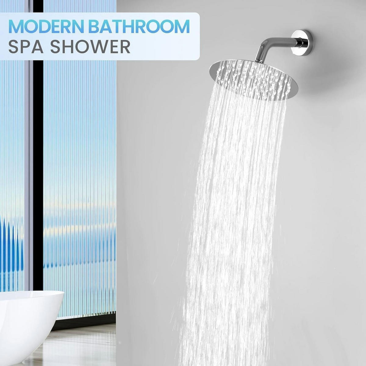 REGENDUSCHE 20 cm Chrom Edelstahl 304 Wassersparend Anti-Verstopfungs-Düsen - Silberfarben, Metall (20.3/12.7/20.3cm)