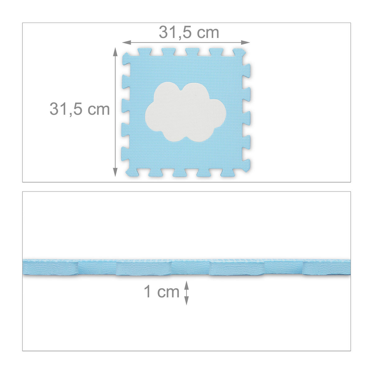 PUZZLEMATTE - Blau/Weiß, Kunststoff (31.5/31.5cm) - Relaxdays