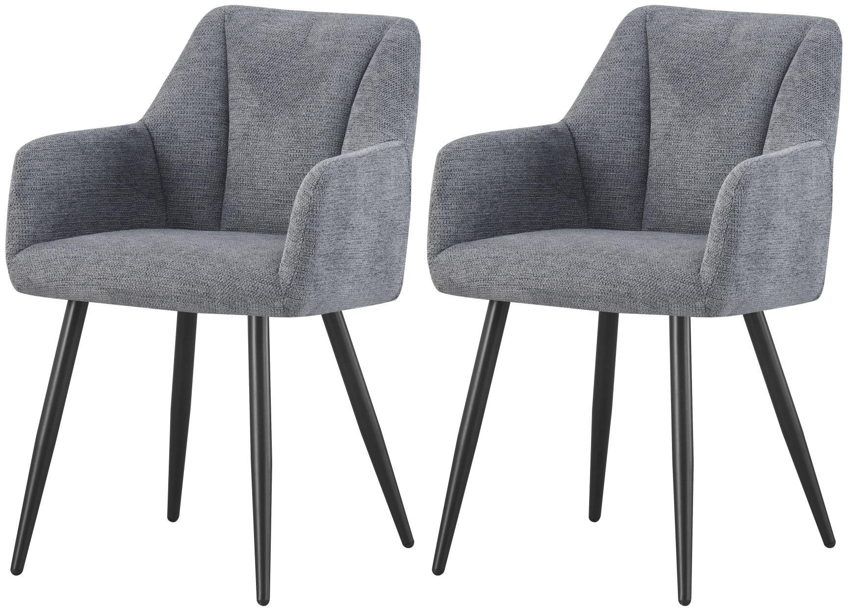 ARMLEHNENSTUHL Bella anthrazit 2er Set - Anthrazit/Schwarz, Textil/Metall (55/82/62cm) - Xonox