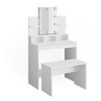 SCHMINKTISCH Ania Weiß 80 cm mit LED Beleuchtung und Bank - Weiß, Holzwerkstoff (80/139.6/40cm) - Vicco