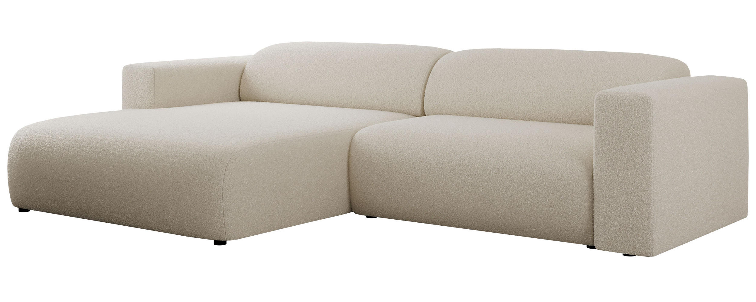 ECKSOFA PASADENA Beige Bouclé - Links Seite - Beige/Schwarz, Kunststoff/Textil (288/180cm) - MKS