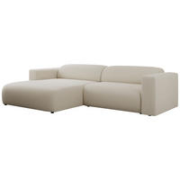 ECKSOFA PASADENA Beige Bouclé - Links Seite - Beige/Schwarz, Kunststoff/Textil (288/180cm) - MKS