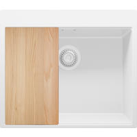 SPÜLBECKEN Oslo, 2-er set Alles Weiß 58/50 cm 1 Becken + Ablauf-Set + Schneidebrett ab 60er Unterschrank - Beige/Weiß, Kunststoff (58/20/50cm) - Primagran