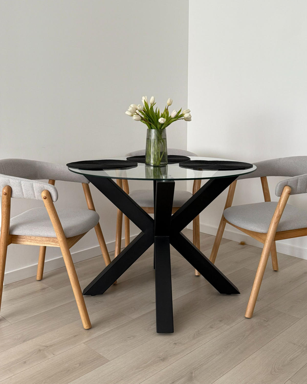 JÍDELNÍ ŽIDLE sada 2 ks Světle šedá Mylo - světle šedá/hnědá, textil (58/77/56cm) - Beliani