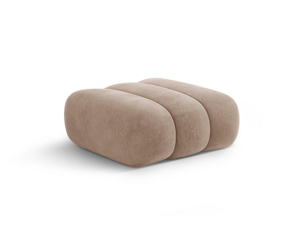 POUF Koge aus Samt dunkelbeige - Mokka, Textil (95/40/95cm) - Cosmopolitan Design
