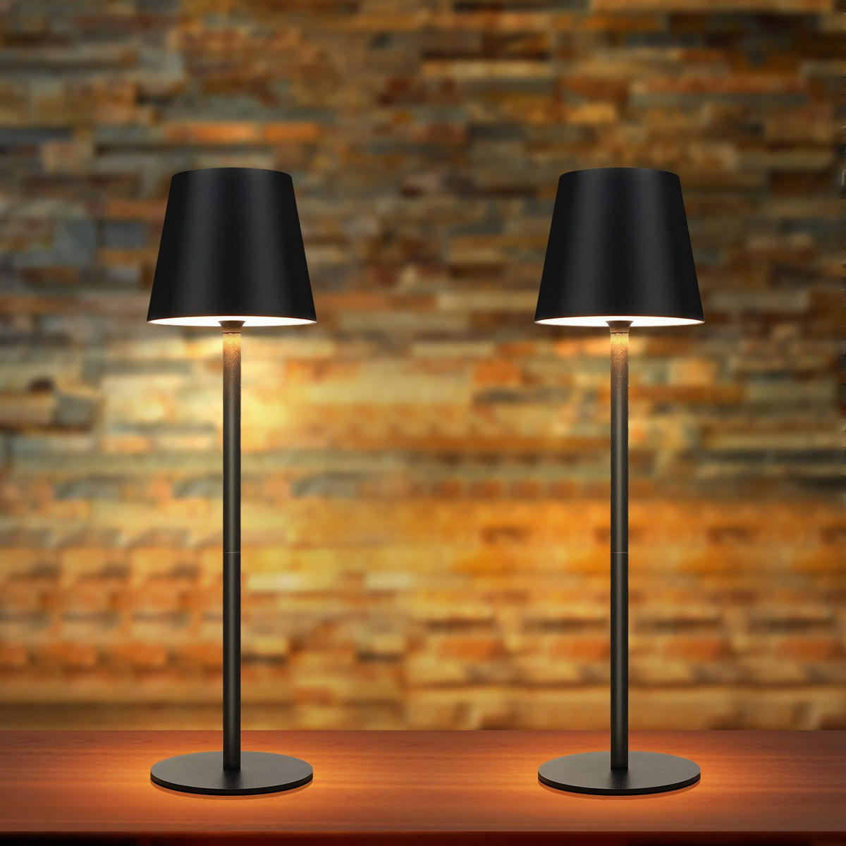 LED-TISCHLEUCHTE Kassel(2er-set) 11/11/37.5 cm - Schwarz, Metall (11/11/37.5cm) - Nettlife