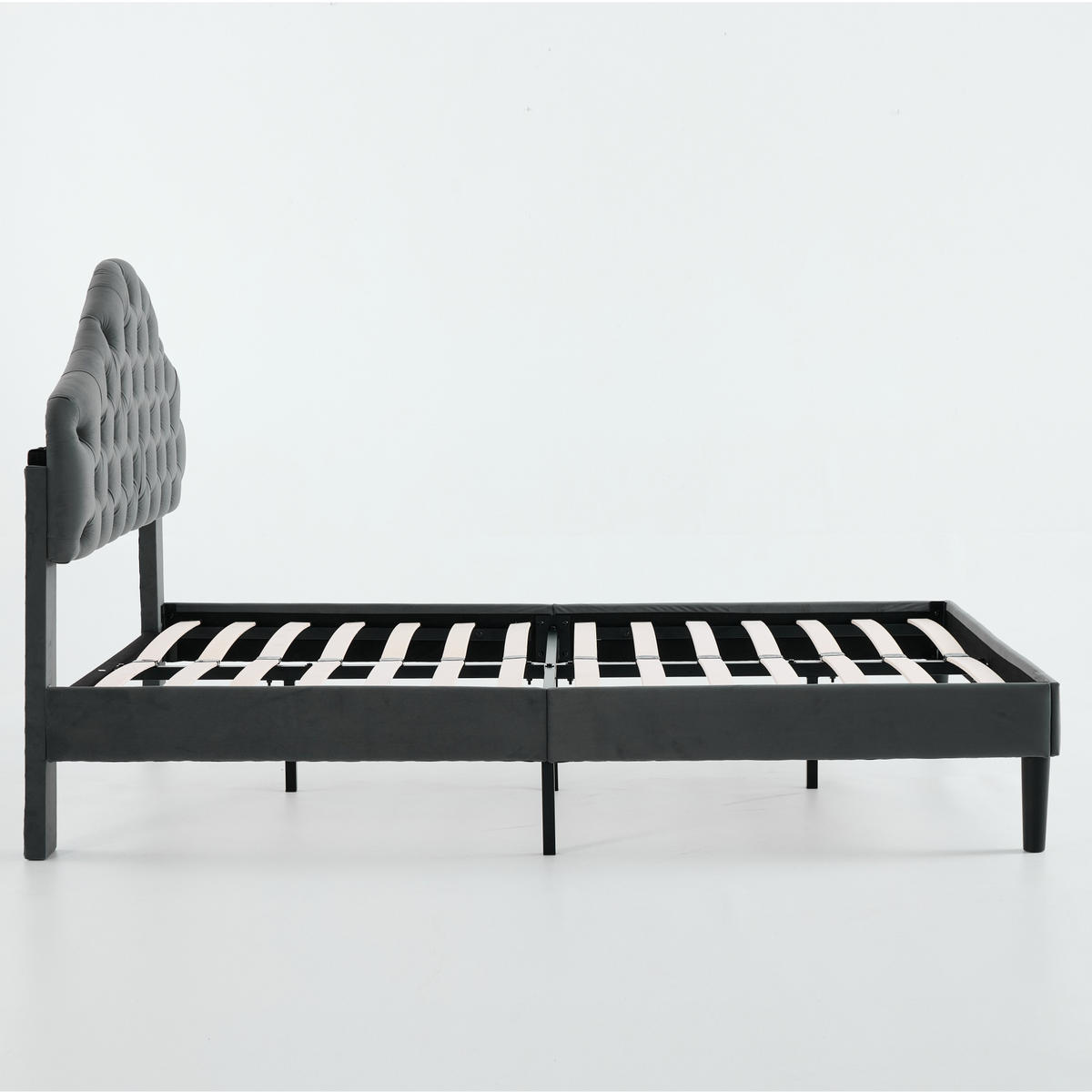 POLSTERBETT 140/200 cm DE-32939 mit verstellbarem Kopfteil Grau - Grau, Metall (140/200cm) - ComfortXL