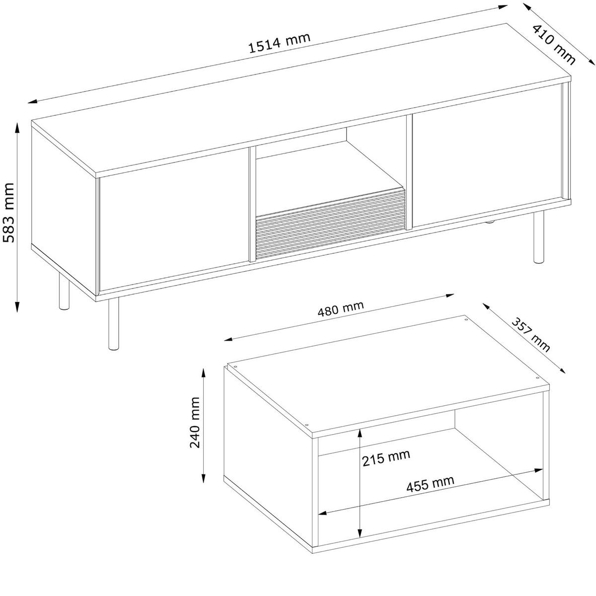 TV-SCHRANK LOFTY Loft-Stil, schwarz - Eichefarben/Schwarz, Holzwerkstoff (152/59/41cm) - KONSIMO®