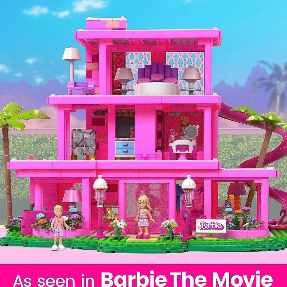 PUPPENHAUS Barbie Movie Traumvilla Bauset 1795 Teile, Puppenvilla, Spielhaus, Bausteinset, Barbie Haus, Spielzeug Set, Rollenspiel, Sammler Set - Pink, Kunststoff (50/30/30cm) - Barbie