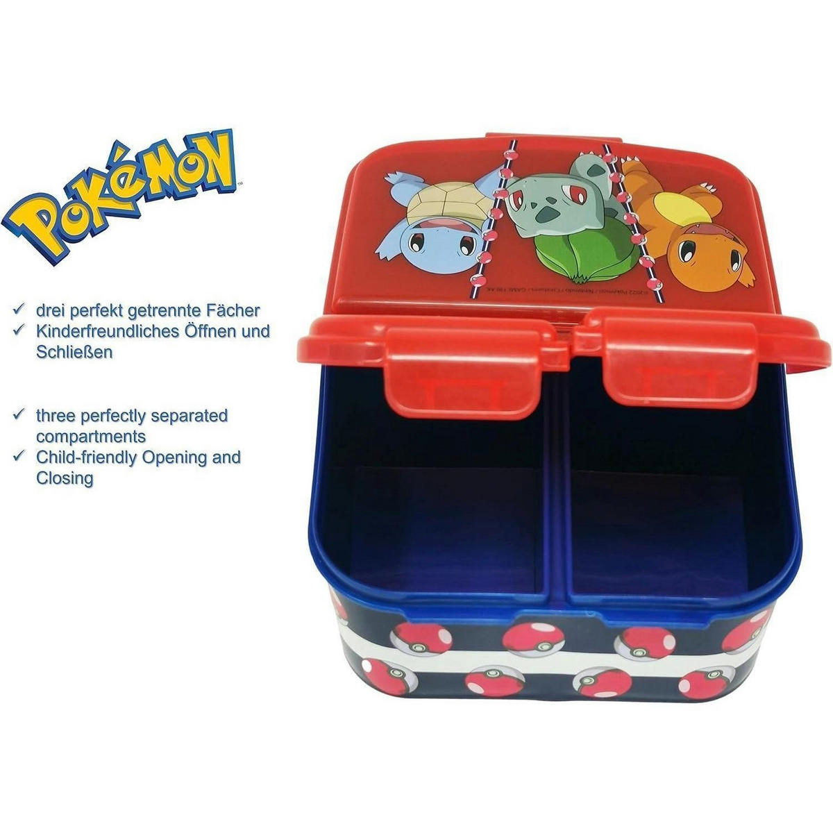 BROTDOSE mit Unterteilung Pokémon 18 cm - Multicolor, Kunststoff (14/7/18cm)