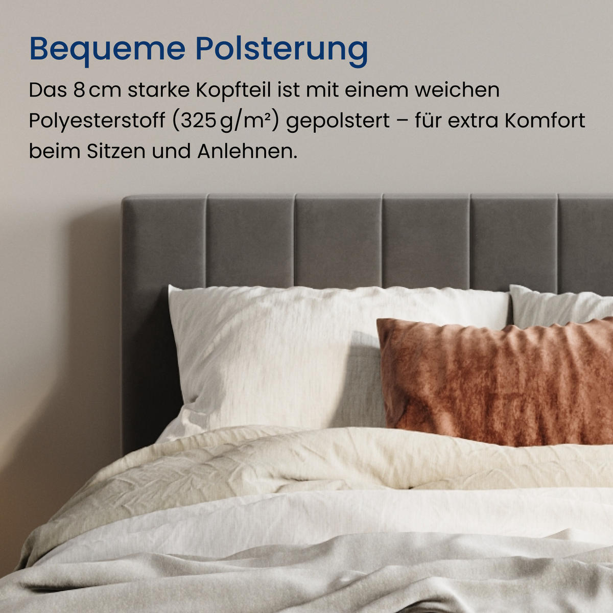 POLSTERBETT 140x200 cm in Dunkelgrau - Dunkelgrau, Naturmaterialien (140/200cm) - Home Collective