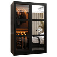 SCHWEBETÜRENSCHRANK 200/120/62 2-türig - Schwarz, Holz/Kunststoff (120/200/62cm) - Abiks Möbel