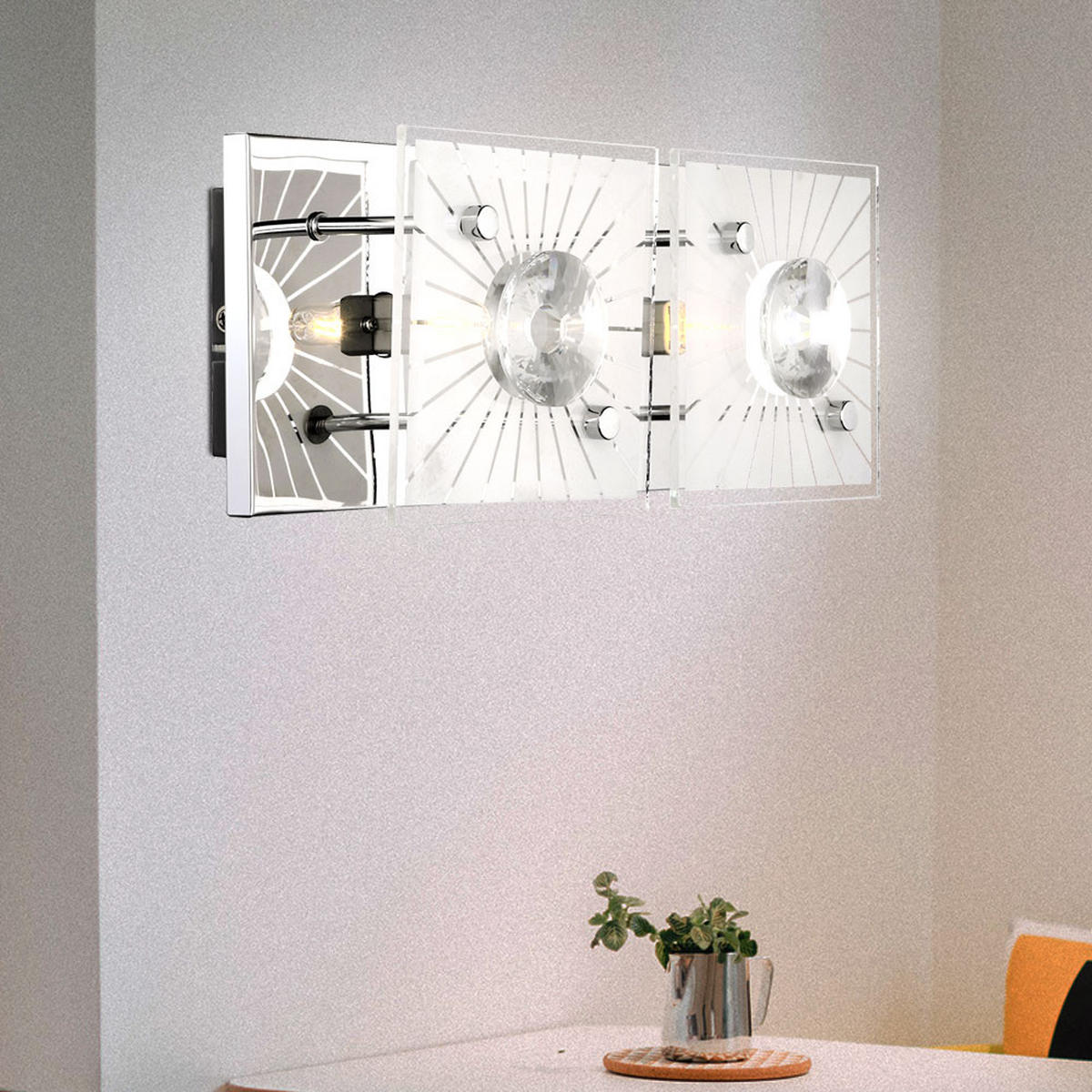 WANDELLEUCHTE Iolana Kristalloptik Silber - Silberfarben, Glas (11/10/24cm) - Globo Lighting