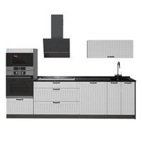 KÜCHENZEILE Fame-Line, Weiß Landhaus/Anthrazit, 280 cm ohne Arbeitsplatte - Anthrazit/Weiß, Holzwerkstoff (280/153.6/51.6cm) - Vicco