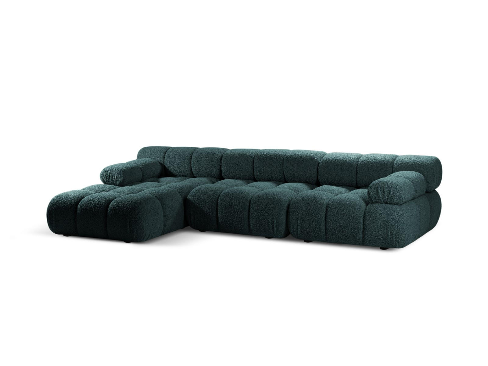 ECKSOFA modular links Bellis aus Boucle petrol 4 Sitzplätze - Petrol, Textil (155/282cm) - Micadoni