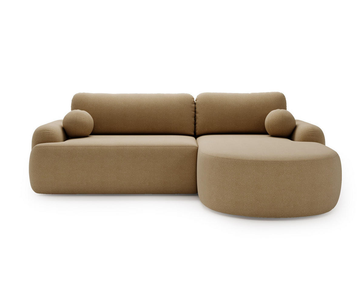 ECKSOFA Cloudy Beige, Sofa aus Boucle-Stoff mit Kissen, rechte seite - Beige, Holzwerkstoff/Textil (261/177cm) - Bettso