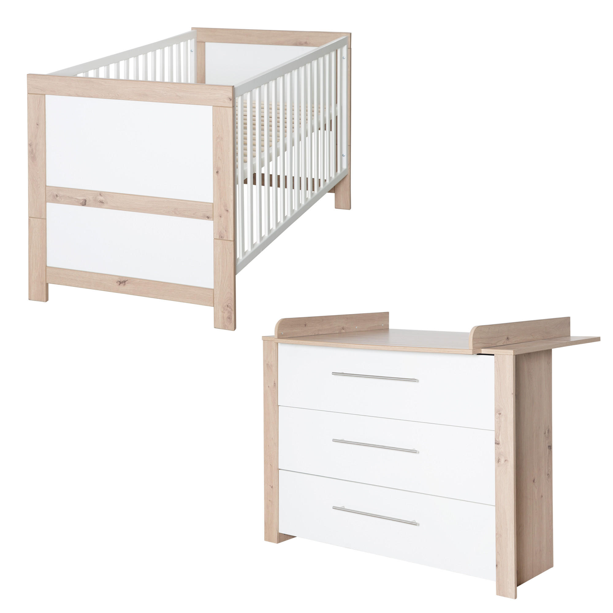 BABYZIMMERSET Malo 2-teilig - Weiß, Holzwerkstoff (144/98.5/76cm) - Roba
