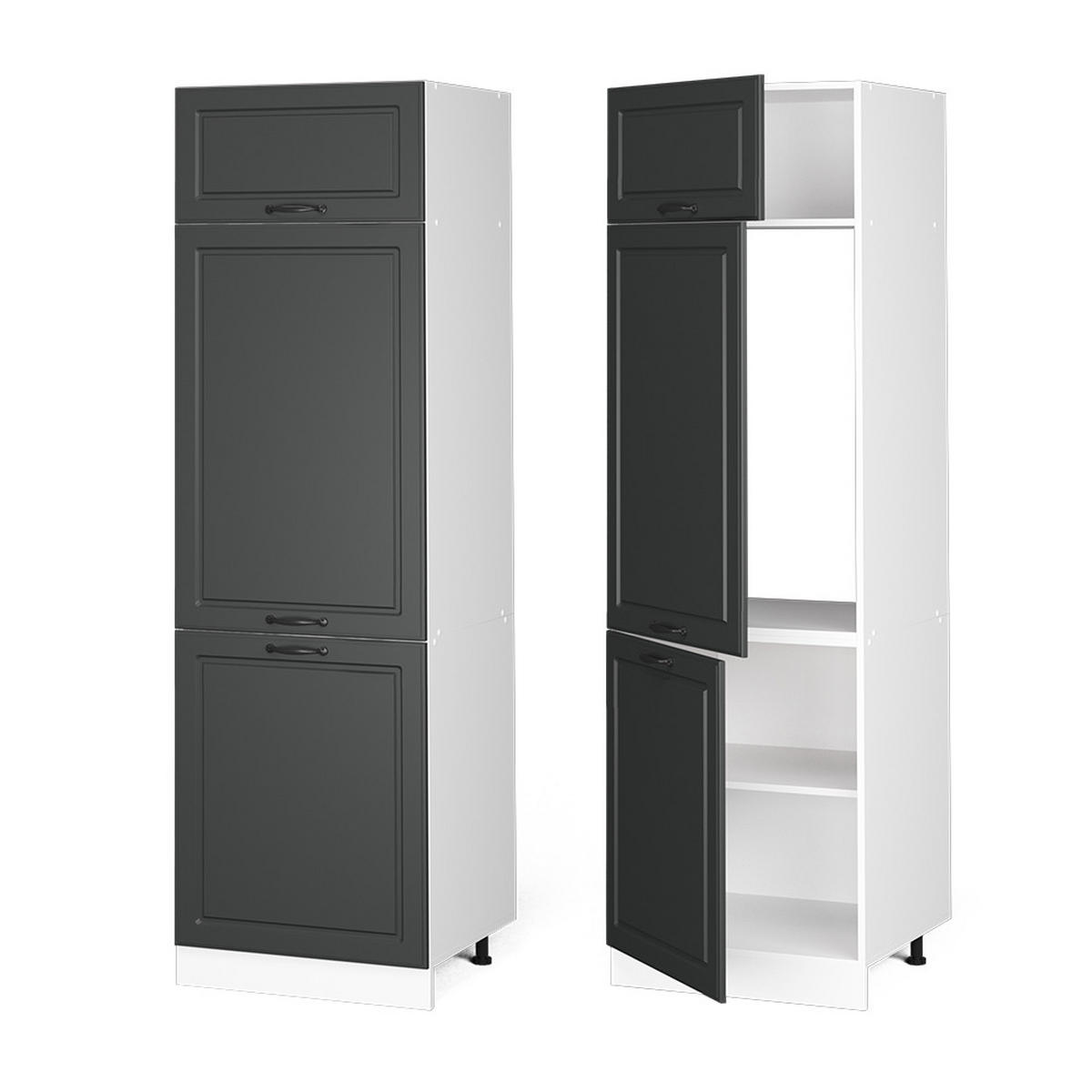 KÜHLUMBAUSCHRANK R-Line Anthrazit Landhaus 60 cm - Anthrazit/Weiß, Holzwerkstoff (60/206.8/57.2cm) - Vicco