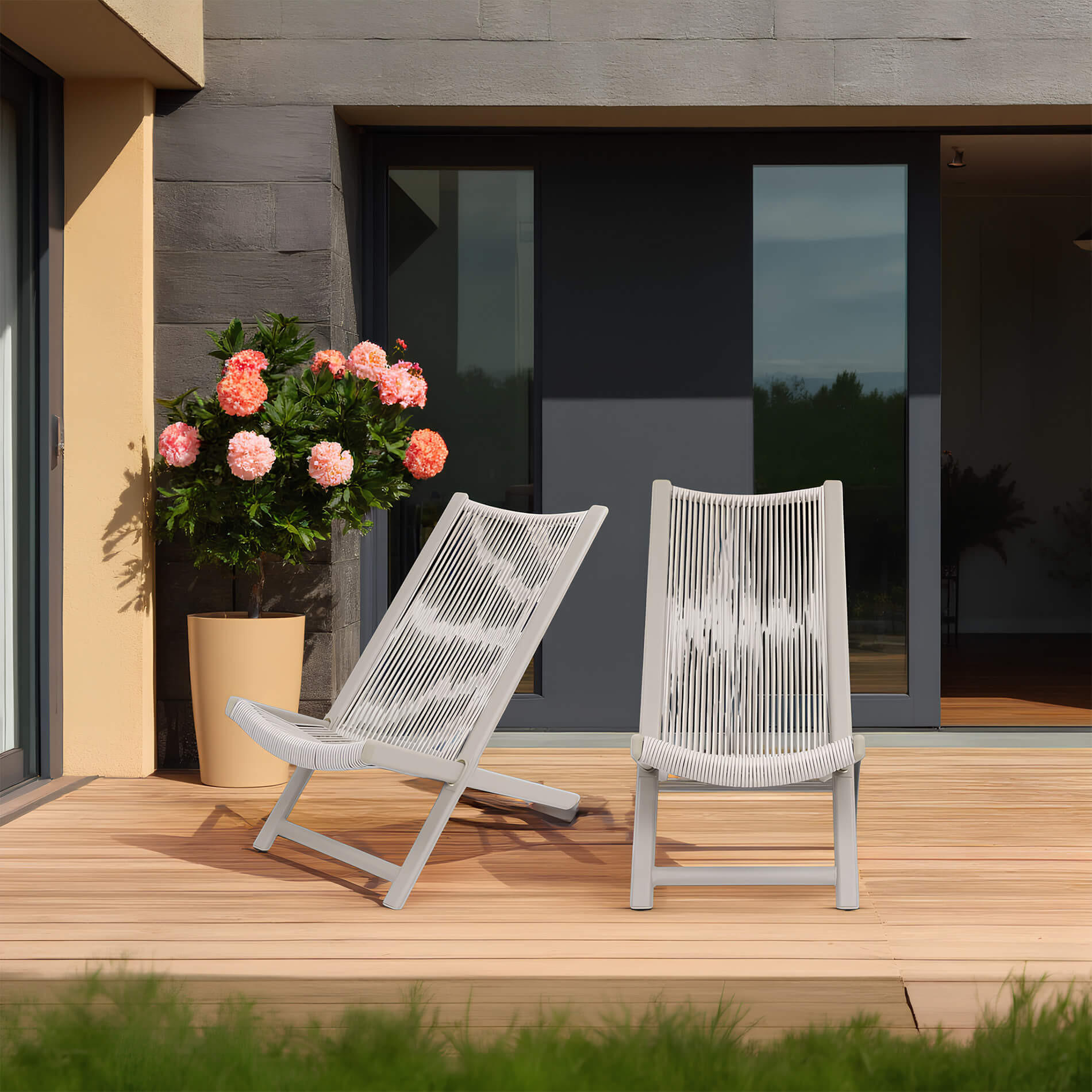 GARTEN-RELAXSESSEL Grau 48/90/79 cm 2er Set - Grau, Metall (48/79/90cm) - Mobili Rebecca