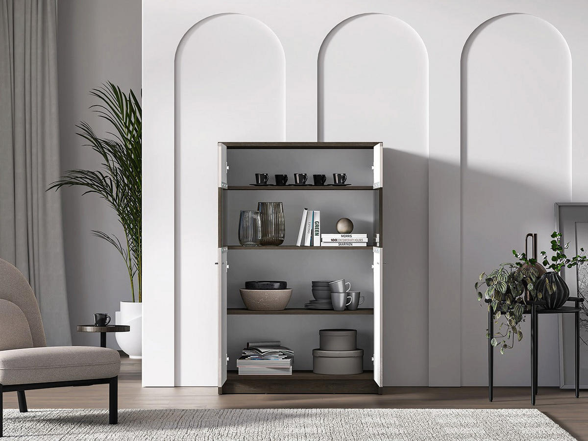 VITRINE – 92 cm – Avante – Kaschmir / Eichefarben - Kaschmir/Eichefarben, Holzwerkstoff (92/141/40cm) - hi-markt