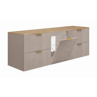 BADMÖBEL-SET MIT WÄSCHEKORB: Kaschmir / Platte Eiche Hell, Griffe Gold, 160 x 46 x 57 cm - Kaschmir/Eichefarben, Holzwerkstoff (160/57/46cm) - 3XE LIVING