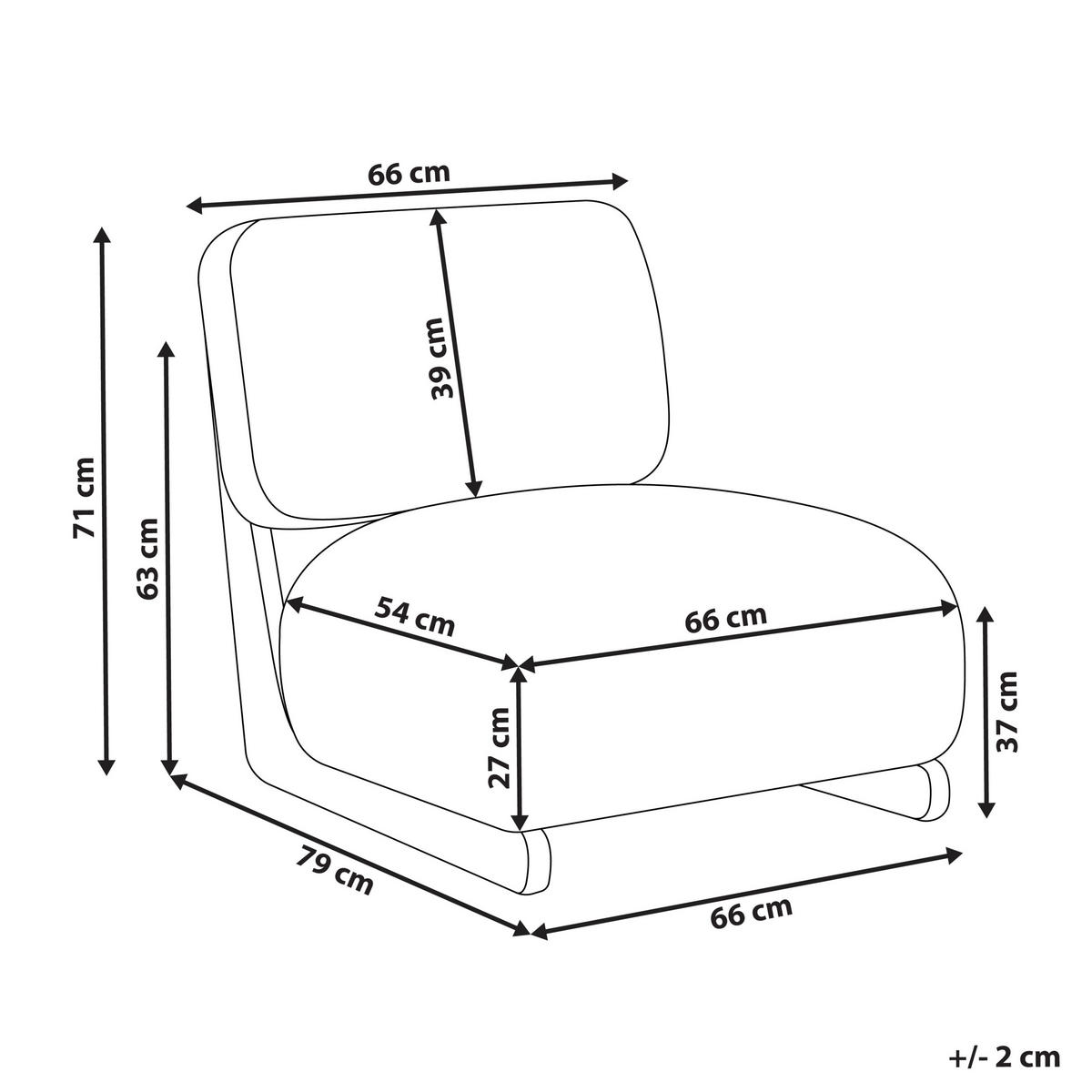 SESSEL Cremeweiß Kokkola - Weiß/Braun, Textil (66/71/79cm) - Beliani