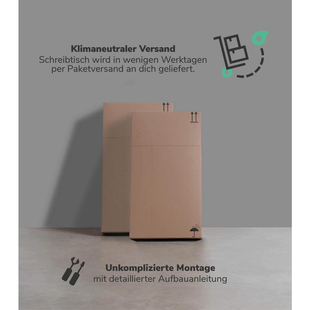 Thumbnail - Mokebo Eckschreibtisch, Eiche, Schwarz, Holzwerkstoff, 145x77x65 cm, Arbeitszimmer, Schreibtische, Eckschreibtische