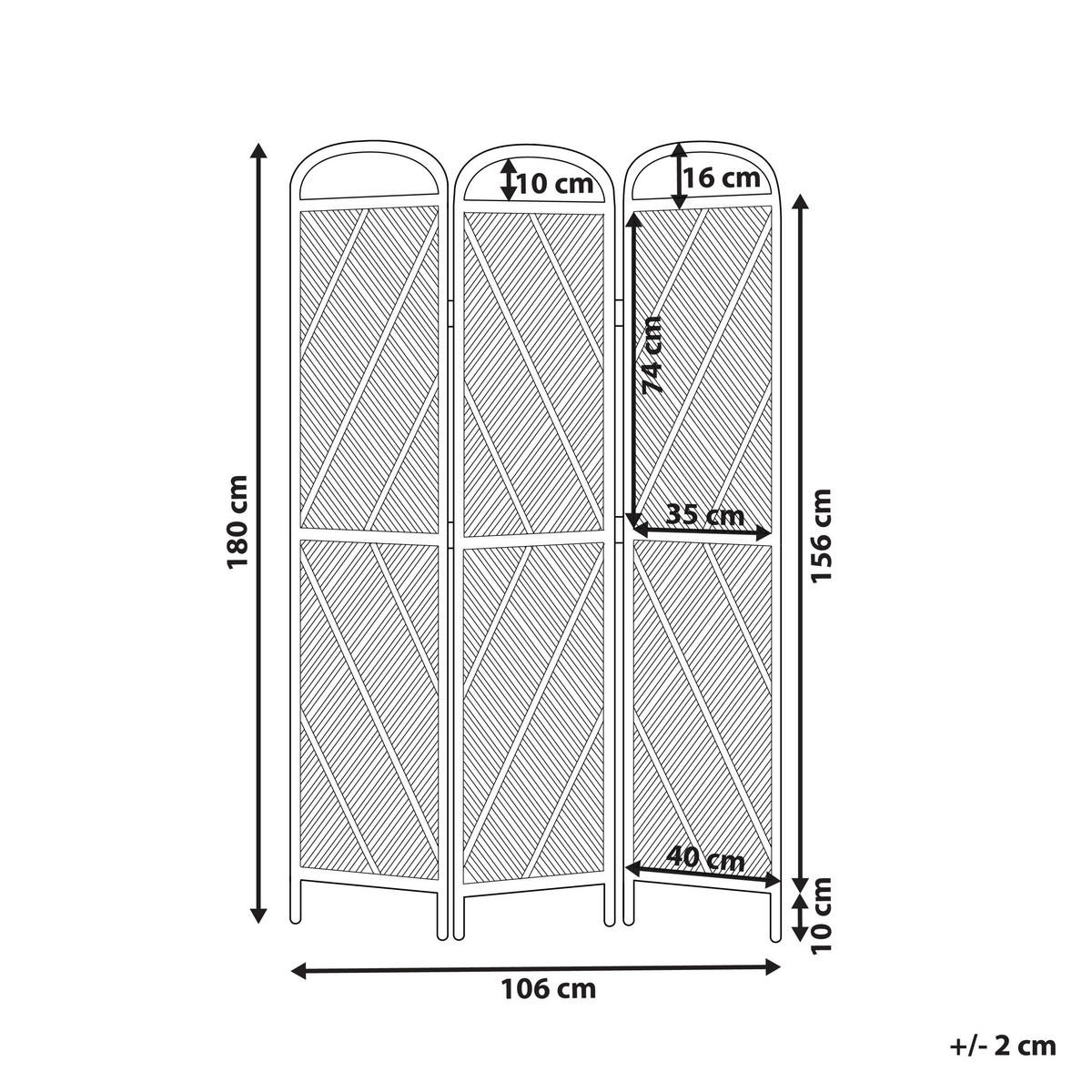 SEPARATOR DE CAMERĂ 3 piese maro deschis 106/180 cm Cosenza - bej/culoare naturală, materiale naturale (106/180/3cm) - Beliani