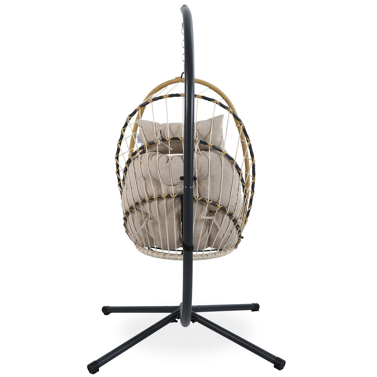 ZÁVĚSNÉ KŘESLO Mykonos se stabilním ocelovým rámem, 109 cm, béžové - béžová, kov (109/192/124cm) - Beautysofa