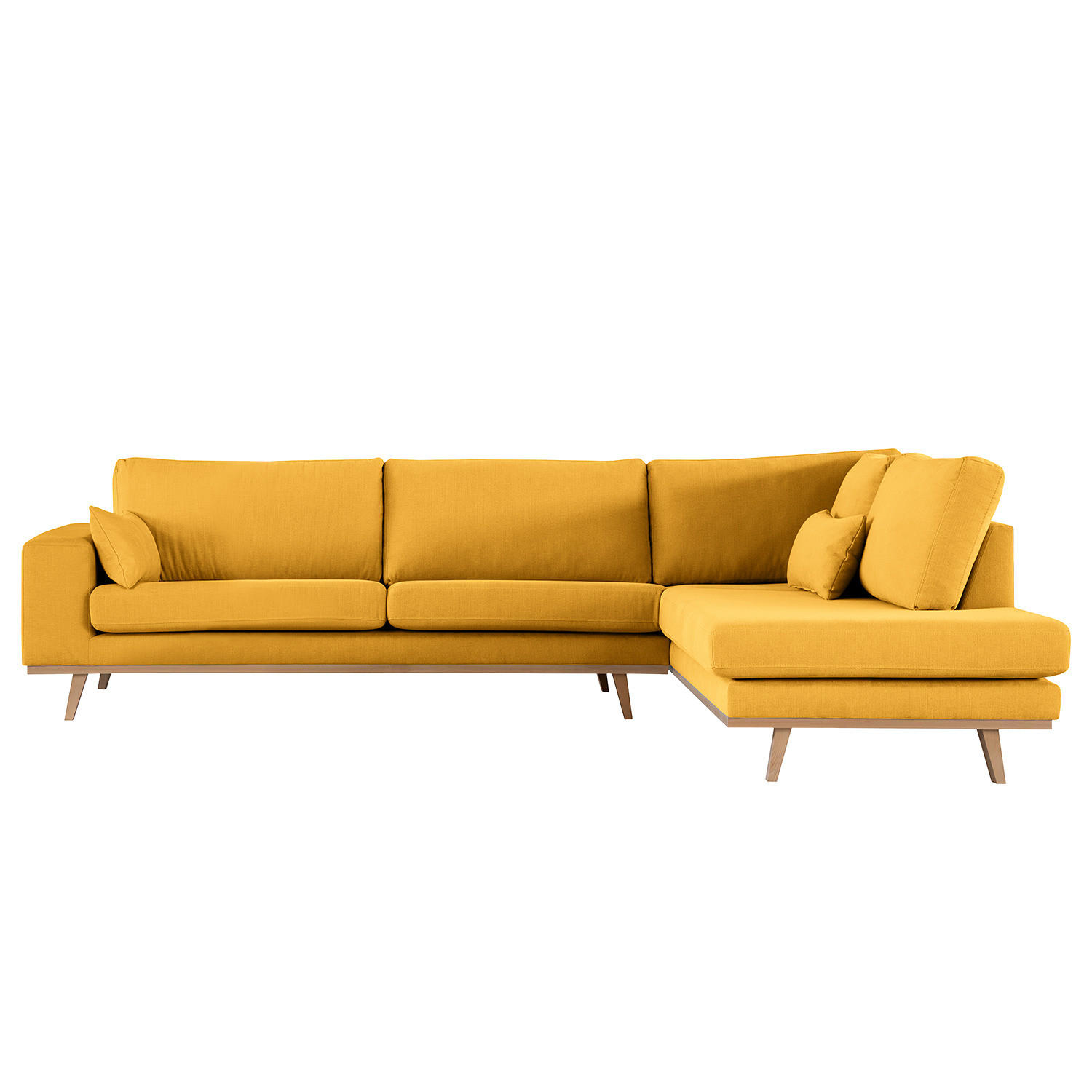ECKSOFA mit Ottomane - Gelb/Buchefarben, Textil (287/219cm) - home24