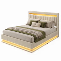 POLSTERBETT mit Matratze und Stauraum 160x200 cm Leinen Beige - Beige, Metall (160/200cm) - Beauniv
