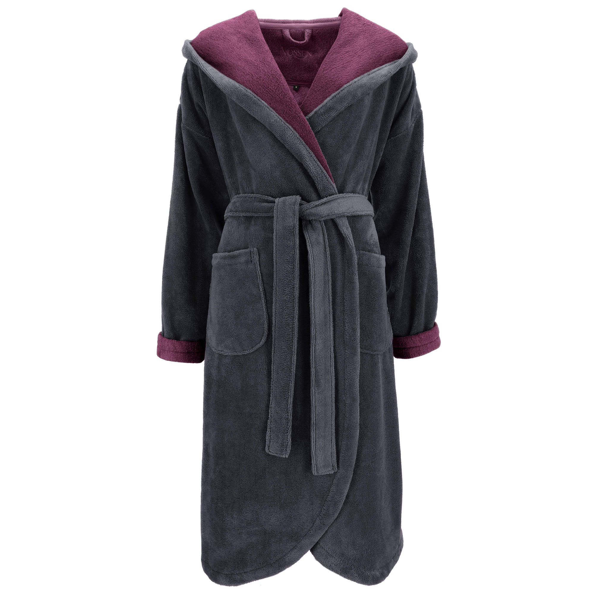 BADEMANTEL DAMEN KAPUZE BALANCE CARMEN GRAPHIT/ELDERBERRY - 0005 - Grau, Textil (Lnull) - Vossen