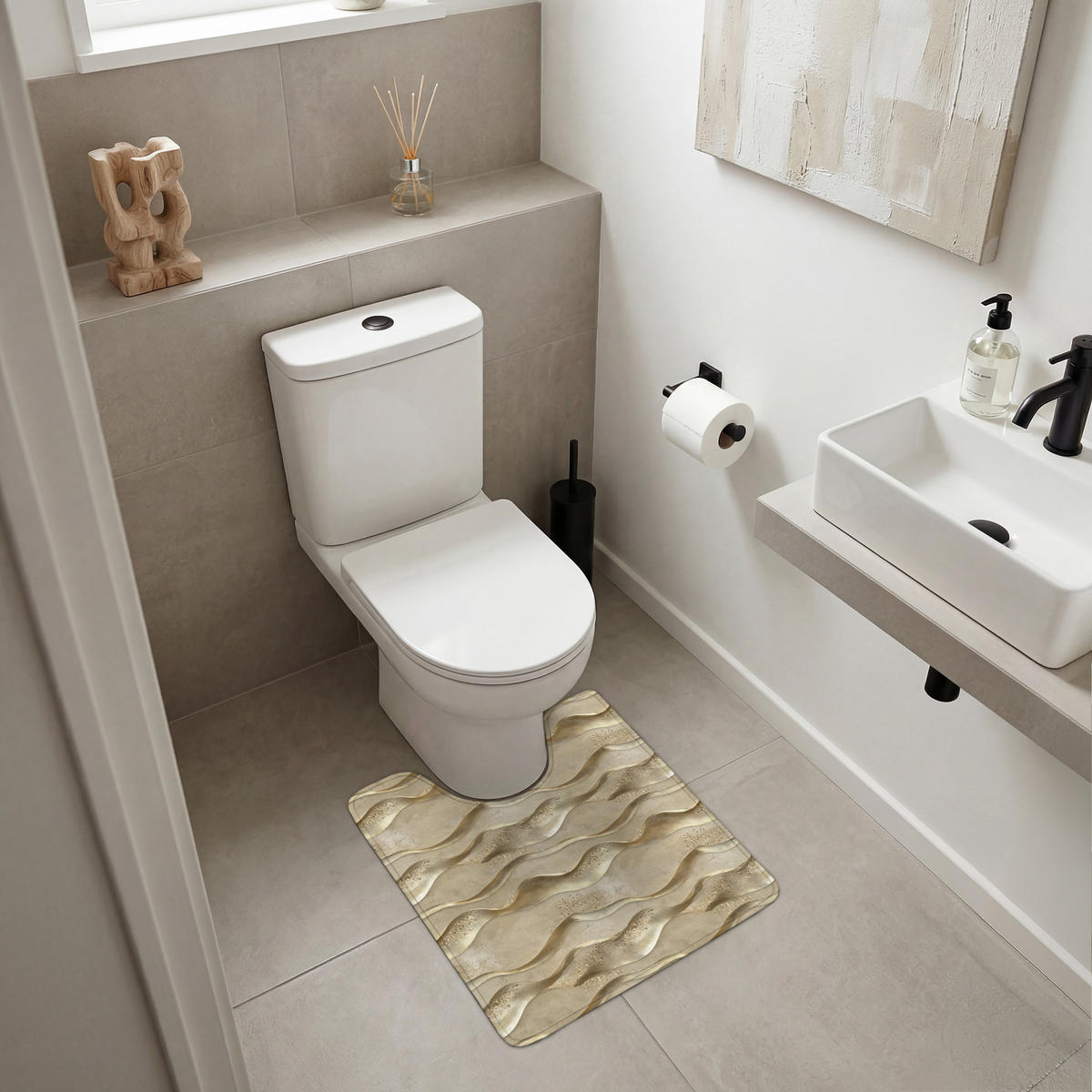 WC PŘEDLOŽKA Vlny - vzor - zlaté 55x60 cm - barva mosazi, textil/plast (55/1cm) - OnlyWow