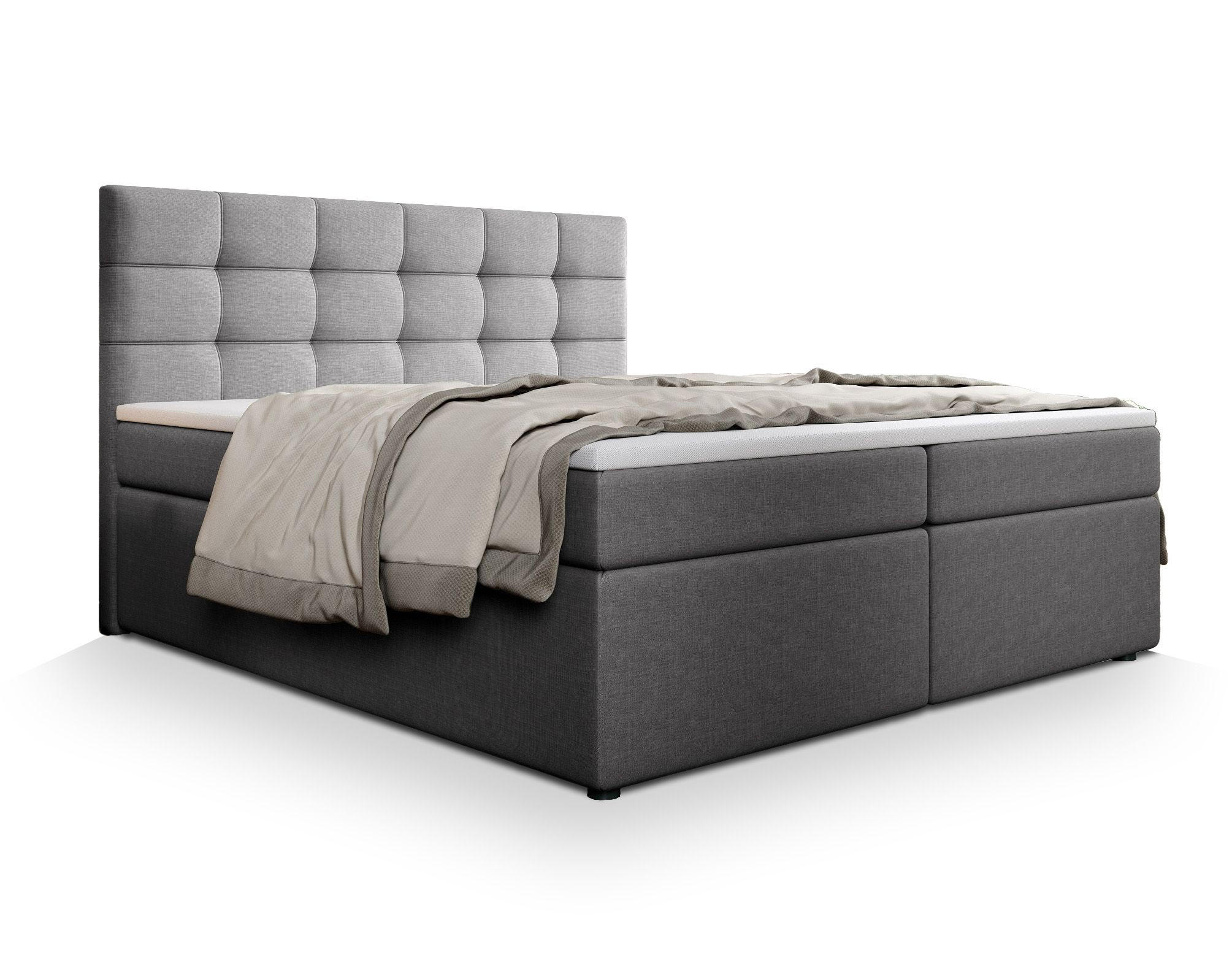 BOXBETT PALMA 140x200 cm mit Matratze und Topper - Hellgrau - Hellgrau, Holz (140/200cm) - MASSENO
