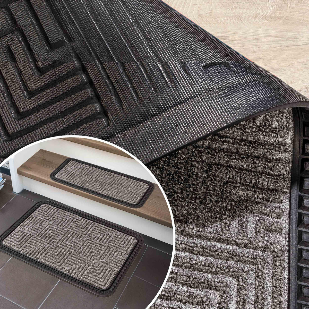 FUSSMATTE AUßEN BORDER STAR 2ER SET - Silberfarben, Textil (25/60cm) - Astra