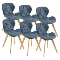 ESSZIMMERSTUHL-SET 6 TLG. Älmhult - Blau, Leder (47/78/52cm) - [en.casa]