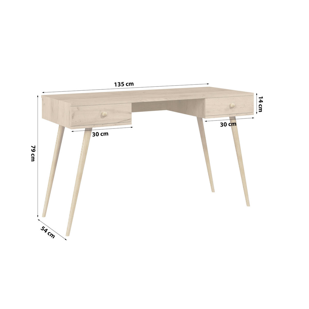 SCHREIBTISCH Laptoptisch Febog EICHENFARBE - Sonoma Eiche, Holz (54/135/79cm) - Fedve