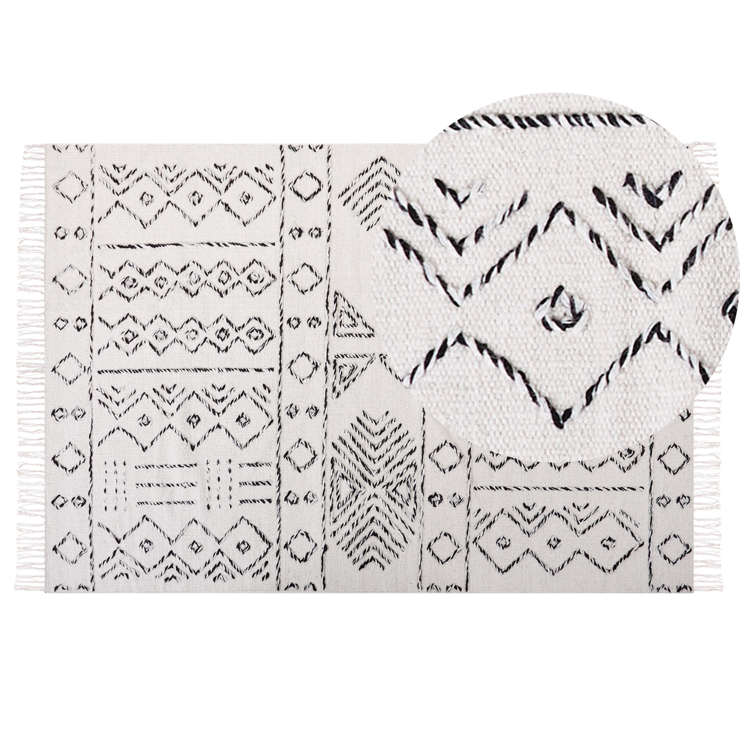 KURZFLOR-TEPPICH Alkent 200/140 cm - Weiß, Textil (140/200cm) - Beliani