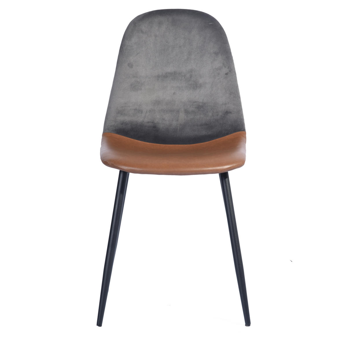 STUHL-SET 2 Stück in Eisen Kunstleder und Samt - Graubraun/Schwarz, Holzwerkstoff/Textil (44/88/53cm) - Urban Meuble