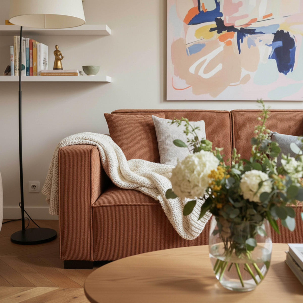 SOFA 2-Stizer, Terrakotta - Rot/Braun, Textil (180/76/90cm) - Oviala