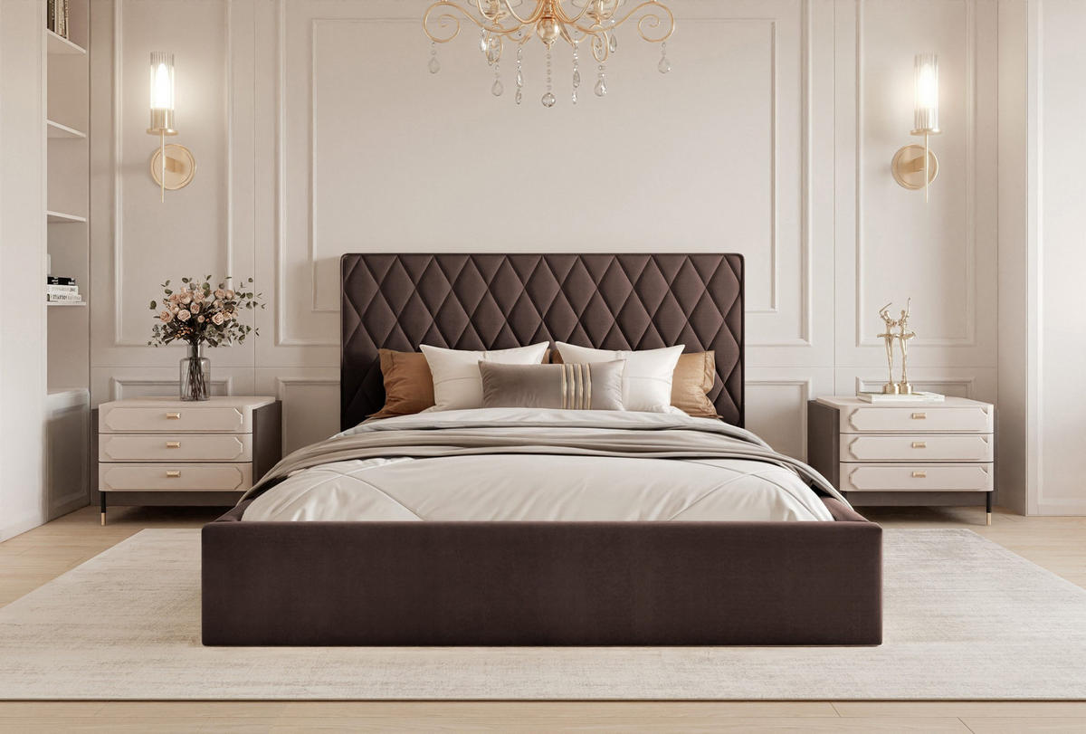 POLSTERBETT Cupo 200x200 cm, Braun - Braun, Textil (200/200cm) - Fedve