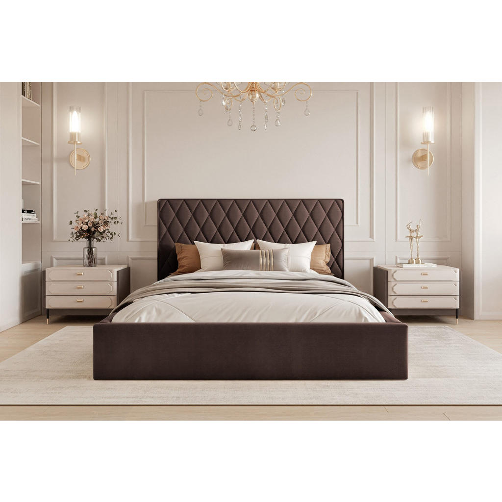 Thumbnail - Fedve Polsterbett, Braun, Textil, 180x200 cm, Schlafzimmer, Betten, Polsterbetten