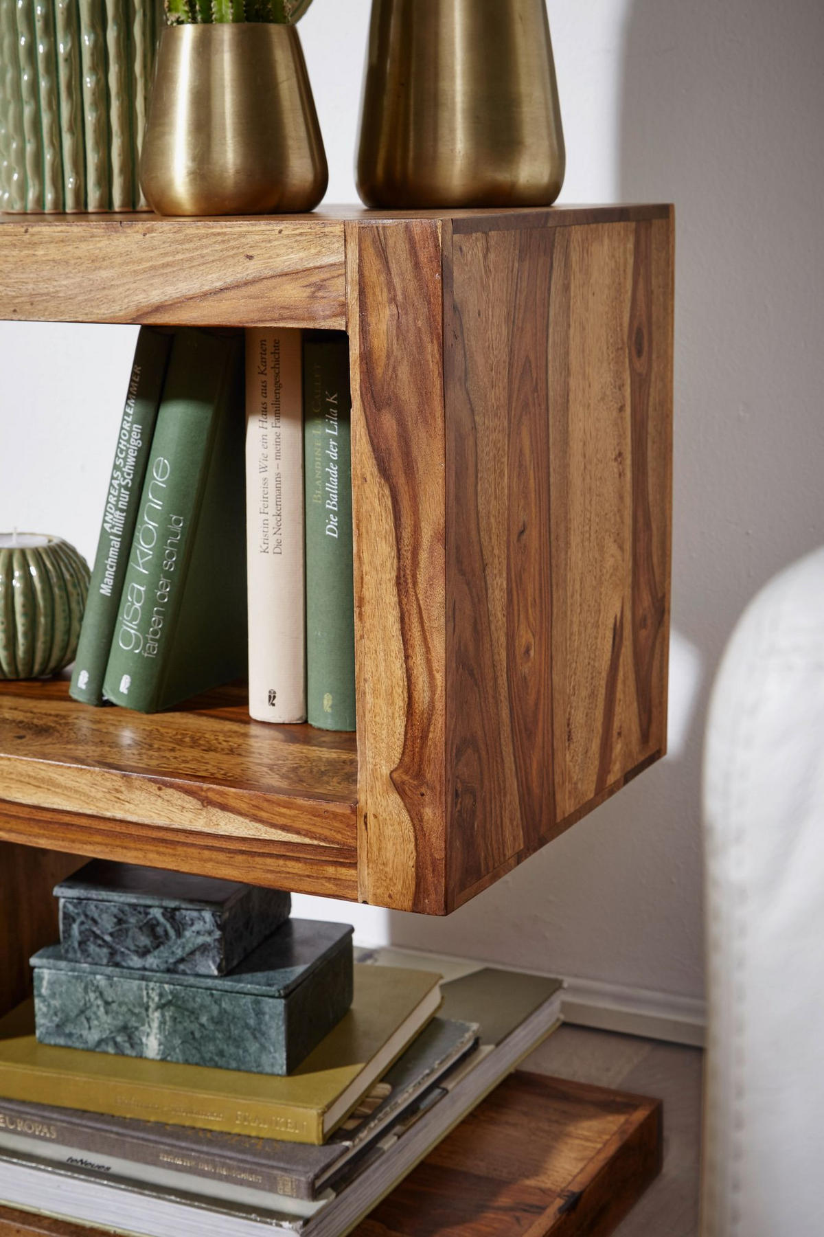 BEISTELLTISCH Massivholz S-Form Handgefertigt, Braun 44x30x60 cm - Braun, Holz (30/44/60cm) - KADIMA DESIGN