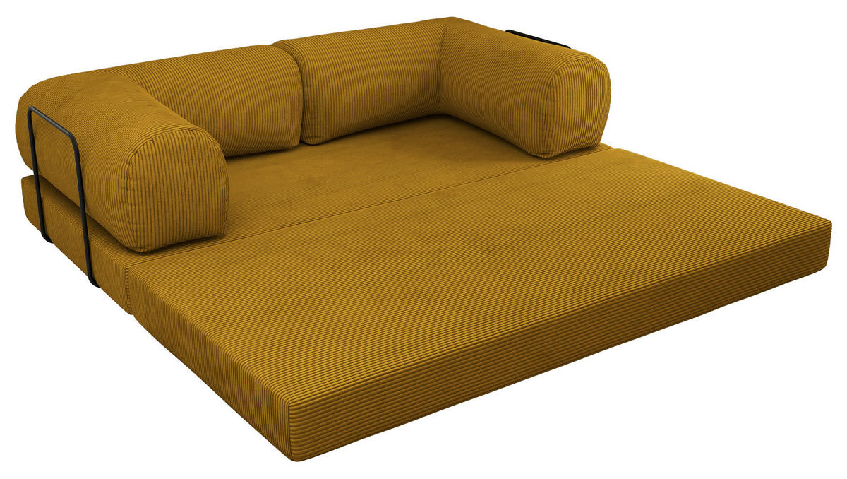TROJMIESTNA POHOVKA ORSETTO - Oranžová Manšester - oranžová/čierna, kov/textil (200/70/100cm) - MKS