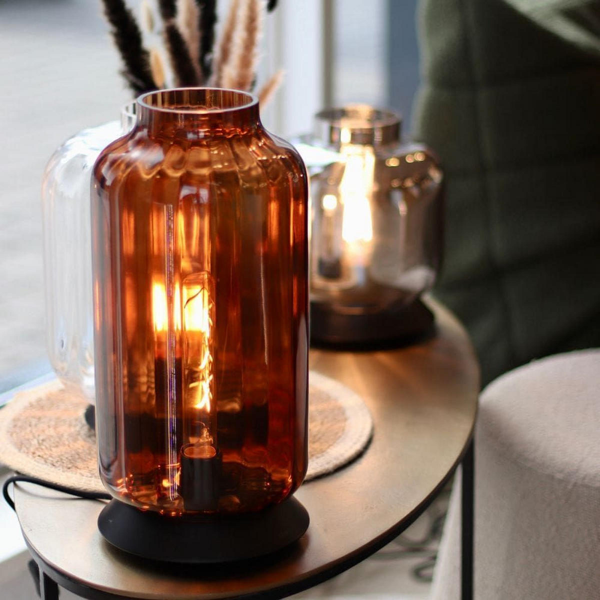 TISCHLAMPE Velo Braun Ø 18cm - Braun, Glas (18/18/36cm) - s.luce