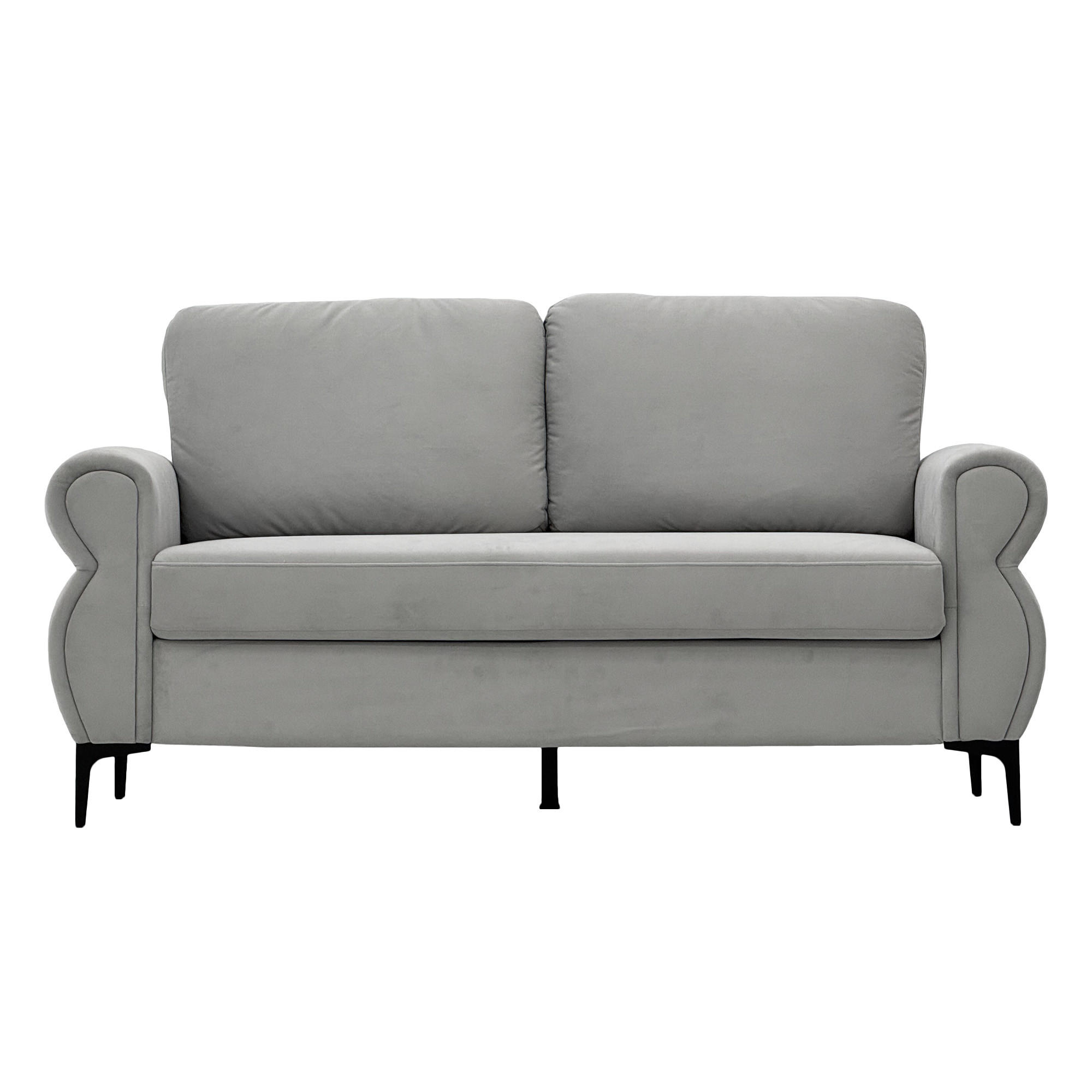 2-SITZER SOFA Polyester Hellgrau mit Abnehmbaren Bezügen - Hellgrau, Holzwerkstoff/Textil (173.5/92/81cm) - WISHDOR