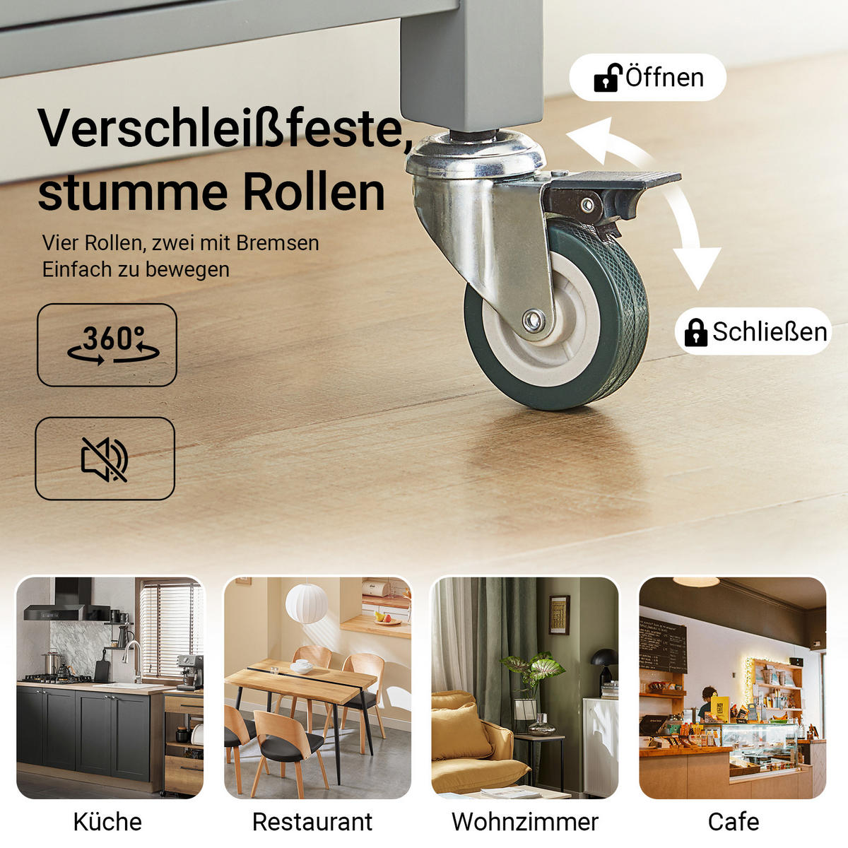 KÜCHENWAGEN Grau - Grau, Holzwerkstoff (60/90/45cm) - SoBuy