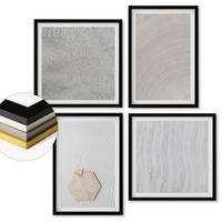 WANDBILDER 4er-Set - 50x50 cm & 40x60 cm Schwarzer Rahmen - Leichte Boho-Sandtexturen - Schwarz, Kunststoff (50/50cm) - ArtPrintCave